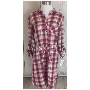 New Sonoma Dress, Size Medium, Plaid Pink White